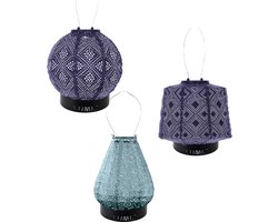 Lumiz Solar Tafellamp Palm Beach Set - Tuinverlichting - Zonne energie - Oplaadbaar - inclusief 3 metalen small ringen - Future Dusk - Grijs Blauw