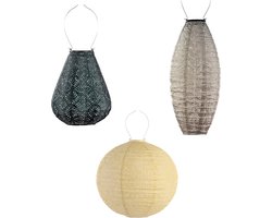 Lumiz Solar Tuinverlichting - Tuinverlichting op zonne energie - Buitenlampjes - Tuinverlichting op zonneenergie - Buitenverlichting - Buitenlamp - Decoratie - Giverny Set - 3 stuks - Groen - Geel - Licht Taupe