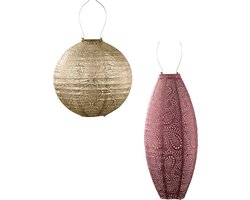 LUMIZ Solar Tuinverlichting - Tuinverlichting op zonne energie - Buitenlampjes - Tuinverlichting op zonneenergie - Buitenverlichting - Buitenlamp - Decoratie - Primula Set - 2 stuks - Goud - Koper