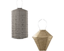 LUMIZ Solar Tuinverlichting - Tuinverlichting op zonne energie - Buitenlampjes - Tuinverlichting op zonneenergie - Buitenverlichting - Buitenlamp - Decoratie - Hyacint Set - 2 stuks - Taupe - Goud