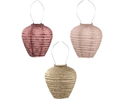 Lumiz Solar Tuinverlichting - Tuinverlichting op zonne energie - Moederdag - Buitenlampjes - Tuinverlichting op zonneenergie - Buitenverlichting - Buitenlamp - Decoratie - Balloon Set - 3 stuks - Koper - Goud - Roze