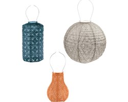 Lumiz Solar Tuinverlichting - Tuinverlichting op zonne energie - Tuinverlichting - Buitenlampjes - Tuinverlichting op zonneenergie - Buitenverlichting - Buitenlamp - Decoratie - Boboli Set - 3 stuks - Petrol - Oranje - Licht Taupe