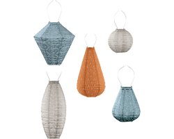 Lumiz Solar Tuinverlichting - Tuinverlichting op zonne energie - Tuinverlichting - Buitenlampjes - Tuinverlichting op zonneenergie - Buitenverlichting - Buitenlamp - Decoratie - Guell Set - 5 stuks - Blauw - Oranje - Taupe
