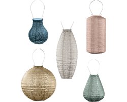 Lumiz Solar Tuinverlichting - Tuinverlichting op zonne energie - Tuinverlichting - Buitenlampjes - Tuinverlichting op zonneenergie - Buitenverlichting - Buitenlamp - Decoratie - Cimbrone Set - 5 stuks - Petrol - Taupe - Roze - Groen - Goud