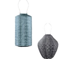 LUMIZ Solar Tuinverlichting - Tuinverlichting op zonne energie - Tuinverlichting - Buitenlampjes - Tuinverlichting op zonneenergie - Buitenverlichting - Buitenlamp - Decoratie - Passeibloem Set - 2 stuks - Lichtgrijs - Grijs blauw