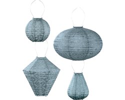 Lumiz Tuinverlichting op zonne energie - Solar tuinverlichting - Tuinverlichting - Lumiz solar lampion - Grijs Blauw Set - 4 stuks