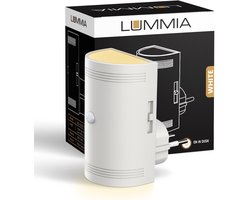 LUMMIA® Stekkerlamp - Bewegingssensor Lamp Binnen - Nachtlampje Stopcontact - Stekkerspot - Halfrond - 2700K - ABS-Kunststof - 5.2 x 8.8 cm