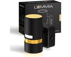 LUMMIA® Stekkerlamp - Bewegingssensor Lamp Binnen - Nachtlampje Stopcontact - Stekkerspot - Warm Licht - ABS-Kunststof - 8.8 x 5.5 CM - Goud/Zwart