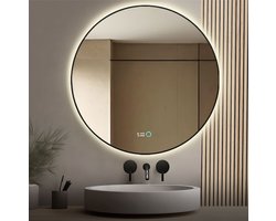 Lumoire® Spiegel Met Verlichting - 100CM Rond - Badkamerspiegel met Zwarte Rand