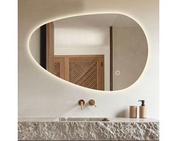 Lumoire® Spiegel Met Verlichting - 120 CM Organisch - Badkamerspiegel - Asymmetrisch