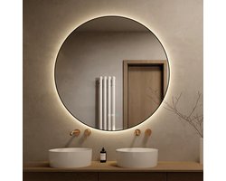Lumoire® Spiegel Met Verlichting - 120CM Rond - Badkamerspiegel met Zwarte Rand