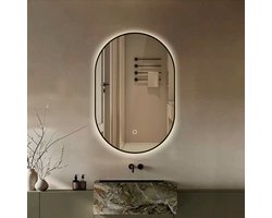 Lumoire® Spiegel Met Verlichting - 60 x 90 CM Ovaal - Badkamerspiegel - Zwarte Rand