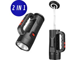 LUMORIA LED 2 in 1 Noodlamp - Kampeerlamp met Lantaarn – Telescopisch Verstelbaar - USB-C Oplaadbaar - IP44 Waterdicht - Noodverlichting - Noodlamp bij stroomuitval - Camping lamp - Zaklamp Noodpakket - Staande Lamp