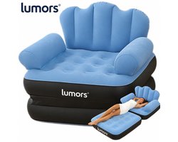 Lumors-2-in-1 opblaasbare slaapstoel en ligbed met rugleuning en armleuningen-Sofa Uitklapbare Opblaasbank-opblaasbed-