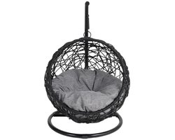 Lumors Kattenhangstoel - Zwart - Zeegras/Staal - 45x60x75cm - Tot 8 kg - Incl. Kussen