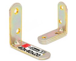LUN FIX - meubelbouwhoek - 3 Stuks - Geel Verzinkt - 40x40x20x2 mm - Houtverbinder