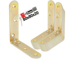 LUN FIX - meubelbouwhoek - 50 Stuks - Geel Verzinkt - 80x80x20x2 mm - Houtverbinder