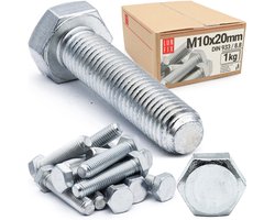 LUN FIX - Zeskantbout M10x20 verzinkt DIN 933 klasse 8.8 - 1kg