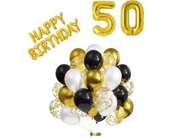 Luna Balunas 50 Jaar Ballonnen Set Goud Zwart Helium Verjaardag Abraham Sarah