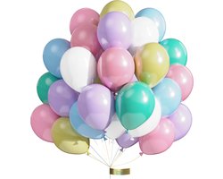 Luna Balunas 50 Stuks Gekleurde Pastel Latex Ballonnen Regenboog Roze Blauw Paars Babyshower - Verjaardag Feestversiering Helium Geschikt