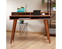 LUNA bureau van massief hout met 2 laden in kastanjekleur