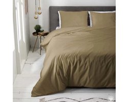 Luna Katoen Dekbedovertrek - Bruin - Uni - 140 x 220 cm - 1persoons - 100% microfiber