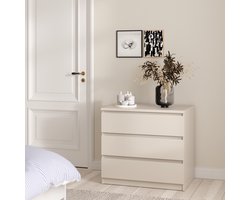 Luna Ladekast 3 Lades Greeploos Greige Commode