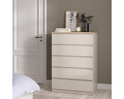 Luna Ladekast Taupe Eiken Houtlook 5 Greeploze Lades