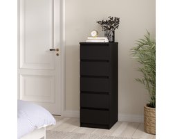 Luna Ladekast Zwart - 5 Lades - Greeploos Modern & Slank Design