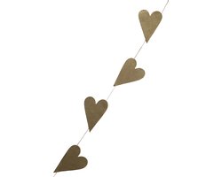Luna-Leena duurzame hartjes slinger goud L 182 cm - eco friendly dun papier - handgemaakt in Nepal - hart - liefde - geluk - romantiek - huwelijk - geboorte - feest - kersthart - valentijn - heart garland - kerstcadeau - kerstversiering - moederdag