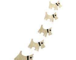 Luna-Leena duurzame honden slinger L 182 cm - Eco Friendly dun papier - gebroken wit - hand gemaakt in Nepal - honden - dog garland - terrier - doodle dog - verjaardag - geboorte - babyshower