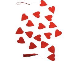 Luna-Leena duurzame kleine hartjes slinger - rood - verticaal - L 135 cm - Eco Friendly dik papier - handgemaakt in Nepal - red heart garland - Valentijn - verjaardag - geboorte - babyshower - verjaardag - love - juffencadeau - trouwerij - verloving