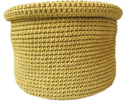 Luna-Leena duurzame mand in katoen - oker - hand gehaakt in Nepal - opberger - babykamer - kraammand - kamerdecoratie - babyshower - basket