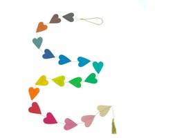 Luna-Leena duurzame multi hartjes slinger - verticale slinger - L 2m - eco dik papier - beide kanten hart dezelfde kleur - handgemaakt in Nepal - heart garland - liefde - romantiek - huwelijk - geboortje - feest - valentijn - jubileum - moederdag