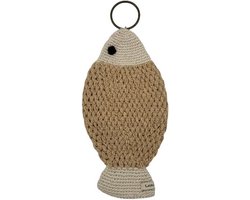 Luna-Leena wanddecoratie vis - creme - L 24cm - biologisch katoen - hand gehaakt in Nepal - home decoration - fish - fishing - ichthus - kado - cadeau