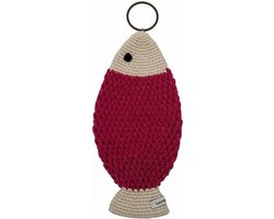 Luna-Leena wanddecoratie vis - fuchsia - L 24cm - biologisch katoen - hand gehaakt in Nepal - home decoration - fish - fishing - ichthus - kado - cadeau