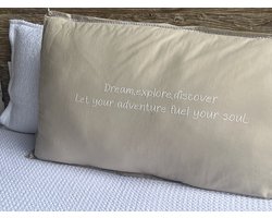 Luna & Lola | XL Linnen Pillow + Filling | 90 x 50 cm | Dream Explore Discover | Natural