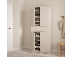 Luna Schoenenkast - Hoge Wandkast met Lade & 2 Deuren - Taupe