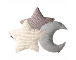 LUNA - Set van 3 sierkussens - Gebroken wit/Grijs/Taupe - Corduroy