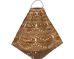Luna solar lampion Pentagon met LED – Solar tuinverlichting – 300x300mm – Gold - Handgemaakt – Luxe weerbestendig materiaal
