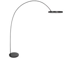 LunaArc Vloerlamp 4324ZW, trendy zwart, marmerlook voet 40 cm, 210 cm hoog, 180 cm diep, rotatable, tiltable, en afstandsbediening - Mexlite
