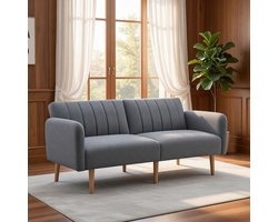 LunaComfort 2-Zits Slaapbank met Verstelbare Rugleuning en Houten Poten 173x75x73 cm – Grijs Merk: Casa Serena