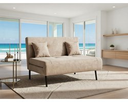 LunaFlex 120 Slaapbank met Verstelbare Rugleuning en Lendenkussens – Kaki Fluweel Look Casa Serena