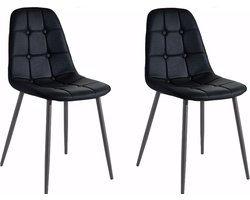 Luna|Gestoffeerde eetkamerstoelen set van 4 in PU zwart