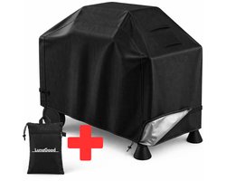 LunaGood® BBQ Hoes - 420D Oxford - Waterdicht - Met Ventilatie, klittenband & trekkoord - Zwart