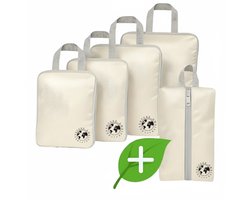 LunaGood® Packing Cubes Compression - Koffer Organizer Set - 5-delig - Kleding Organizer - Backpack & Koffer - Met Compressierits - Beige