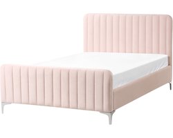 LUNAN - Bed - Pastelroze - 120 x 200 cm - Fluweel