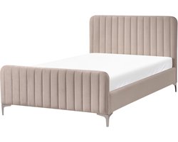 LUNAN - Bed - Taupe - 120 x 200 cm - Fluweel