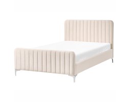 LUNAN - Tweepersoonsbed - Beige - 120 x 200 cm - Fluweel