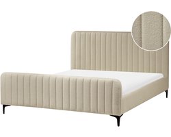 LUNAN - Tweepersoonsbed - Beige - 160 x 200 cm - Bouclé